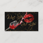 Wijnzegels en rode lips visitekaartje (Voorkant)