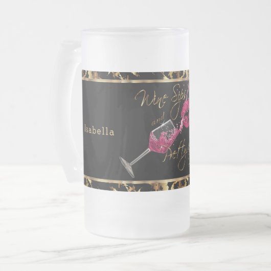 Wijnzegels en  roze lips - marmer matglas bierpul (Voorkant links)