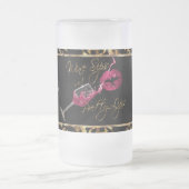 Wijnzegels en  roze lips - marmer matglas bierpul (Center)