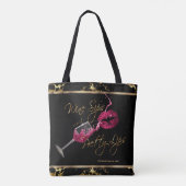 Wijnzegels en  roze lips - marmer tote bag (Achterkant)
