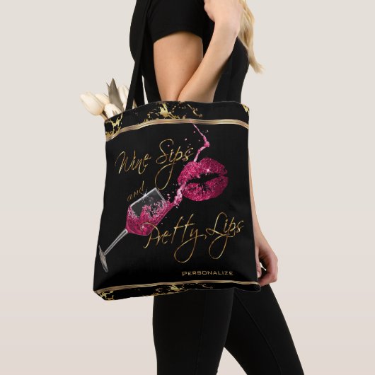 Wijnzegels en  roze lips - marmer tote bag (Dichtbij)