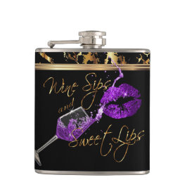 Wijnzegels en zoete Paarse lips Heupfles