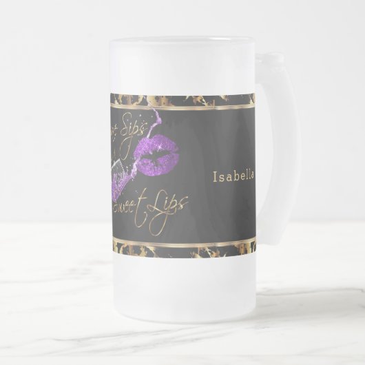 Wijnzegels en zoete Paarse lips - marmer Matglas Bierpul (Voorkant rechts)