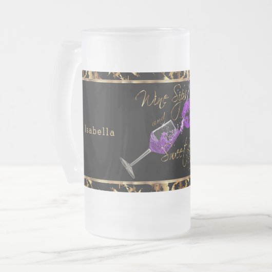 Wijnzegels en zoete Paarse lips - marmer Matglas Bierpul (Voorkant links)