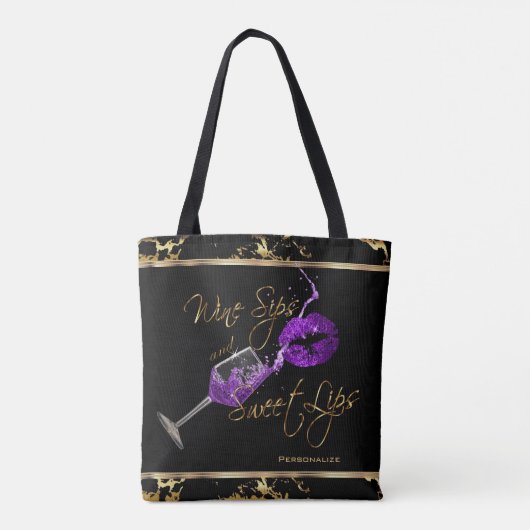 Wijnzegels en zoete Paarse lips - marmer Tote Bag (Achterkant)