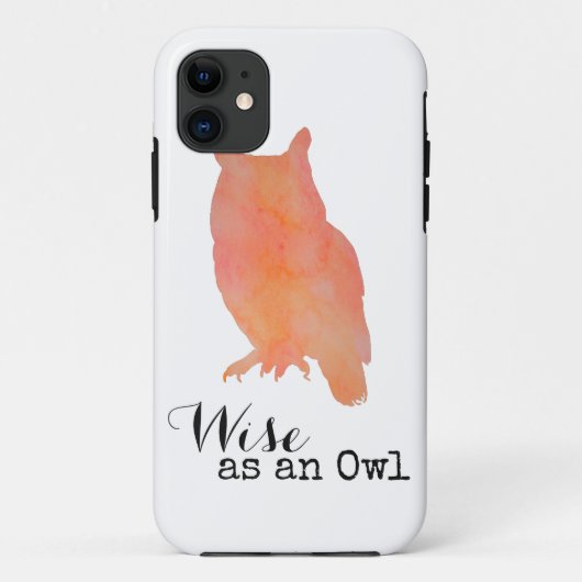 Wijs als een Uil Typografische Waterverf Case-Mate iPhone Case (Achterkant)