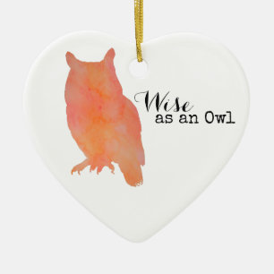 Wijs als een Uil Typografische Waterverf Keramisch Ornament