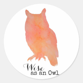 Wijs als een Uil Typografische Waterverf Ronde Sticker