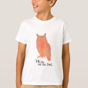 Wijs als een Uil Typografische Waterverf T-shirt