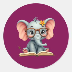 Wijs baby olifantje ronde sticker