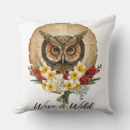 Wijs en Wild Boho Uil Kunst Kussen