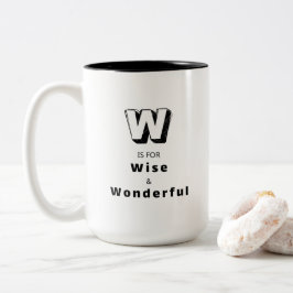 Wijs en Wonderlijk W - Gepersonaliseerde Luxe Tweekleurige Koffiemok