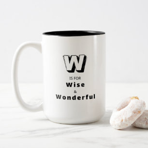 Wijs en Wonderlijk W - Gepersonaliseerde Luxe Tweekleurige Koffiemok