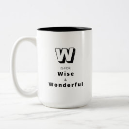 Wijs en Wonderlijk W - Gepersonaliseerde Luxe Tweekleurige Koffiemok
