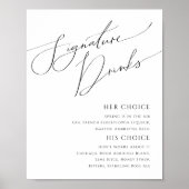 Wijs Minimalistisch Script Handtekening Dranken Bo Poster (Voorkant)