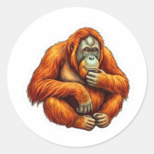 Wijs Orang-oetan Kunst - Iconische Indonesische Pr Ronde Sticker
