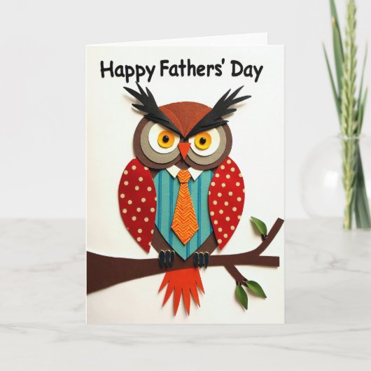 Wijs Vaderdag Uil Kunstkaart Kaart (Voorkant)