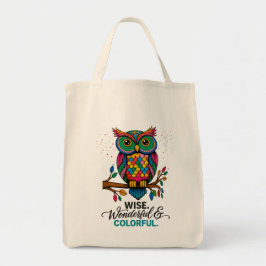 Wijs. Wonderbaarlijke & Kleurrijke Uil Tote Bag