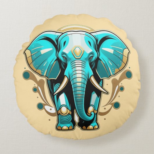 Wijsheid als een olifant Grade A Catton Rond Kussen (Voorkant)