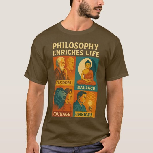 Wijsheid Balans Moed Inzicht T-shirt (Voorkant)