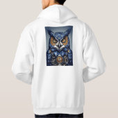Wijsheid Geweven: Uil Portrait T-Shirt Hoodie" (Achterkant)