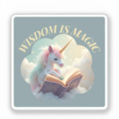Wijsheid is magie - Schattigee eenhoorn Sticker (Voorkant)