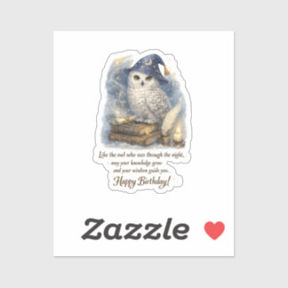 Wijsheid Kennis Sneeuwuil Verjaardag Stickers