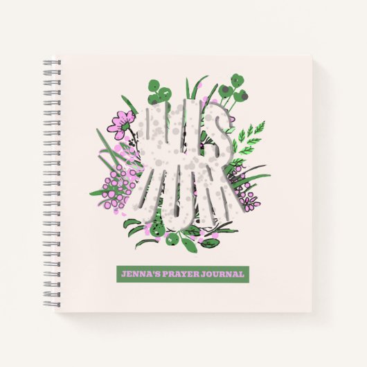 Wijsheid Roze bloemen en bladeren Typografie Notitieboek (Voorkant)