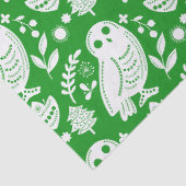 Wijsheid Uil Folk Art Groene Vakantie Tissuepapier (Detail)