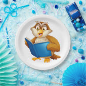 Wijsheid Uil Leest Boek Papieren Bordje (Feest)