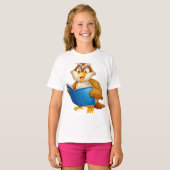 Wijsheid Uil Lezen Boek T-shirt (Voorkant volledig)