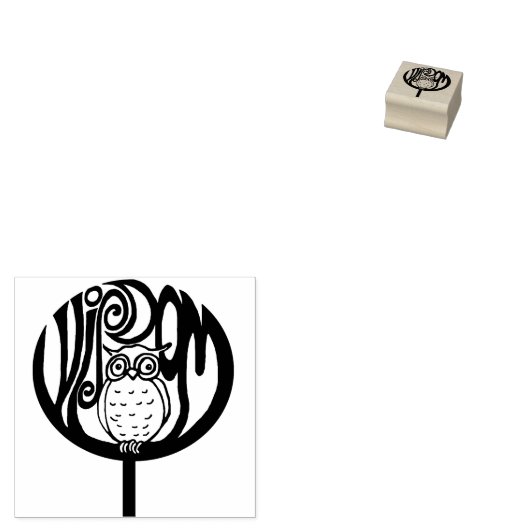 Wijsheid uil rubberstempel (Gestempeld)