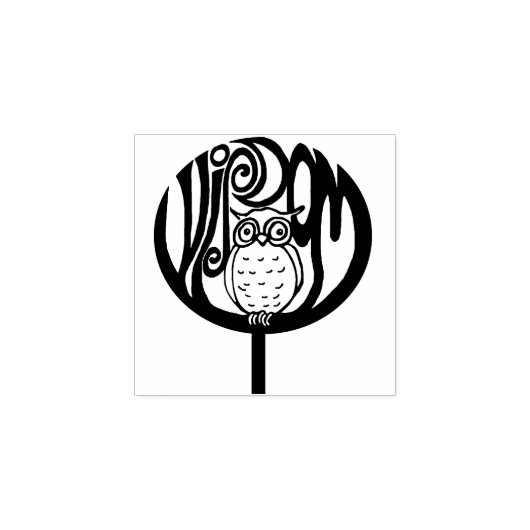 Wijsheid uil rubberstempel (Afrduk)