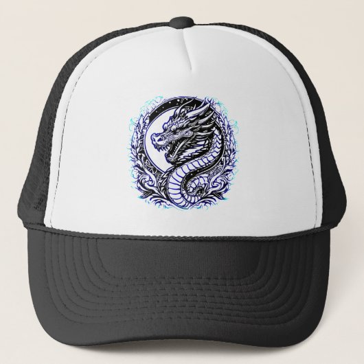 Wijsheidsdraak Blauw Trucker Pet (Voorkant)