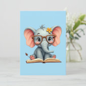 Wijze Baby Olifant Kaart (Staand voorkant)