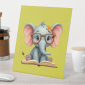 wijze Baby-olifant Reclamebord Met Voetstuk (Insitu)