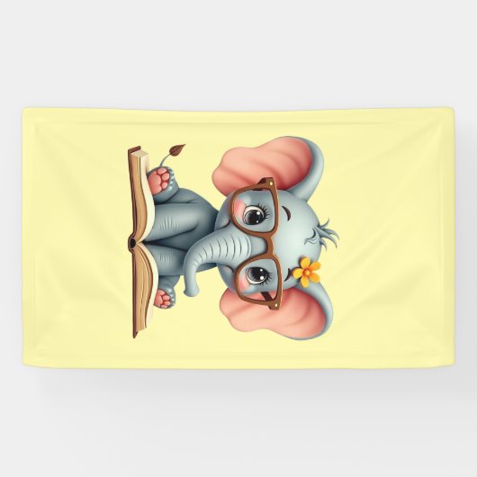 Wijze Baby Olifant Spandoek (Horizontaal)