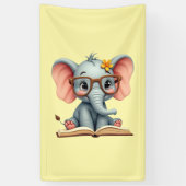 Wijze Baby Olifant Spandoek (Verticaal)