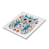 Wijze Blauwe Uil Scandinavische Folk Art Tegeltje (Zijkant)