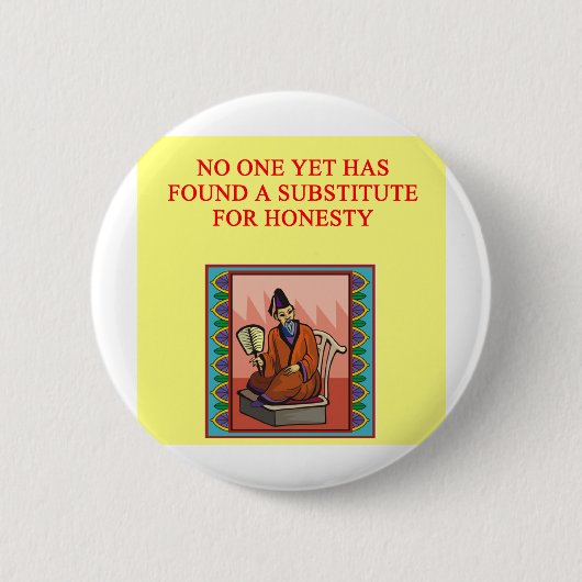 wijze chinese spreekster ronde button 5,7 cm (Voorkant)