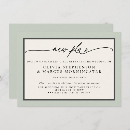 Wijze en Ivoor - New Plan Modern Uitgesteld Evenem Kaart (Voorkant / Achterkant)