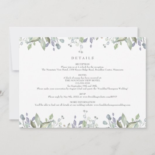 Wijze en Lila bloemenfoto alles in één bruiloft Kaart (Achterkant)