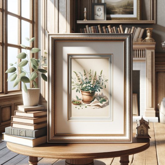Wijze en zoete erwtenbloemen in Clay Pot Wall Art
