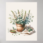 Wijze en zoete erwtenbloemen in Clay Pot Wall Art Poster (Voorkant)