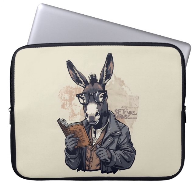 Wijze Ezel — Laptophoes Laptop Sleeve (Voorkant)