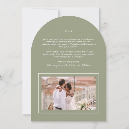 Wijze foto bruiloft dank je kaart (Achterkant)