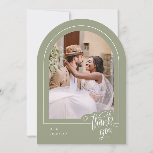 Wijze foto bruiloft dank je kaart (Voorkant)