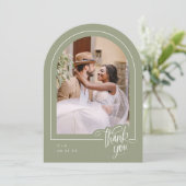 Wijze foto bruiloft dank je kaart (Staand voorkant)