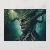 Wijze gezicht in oude boom mystiek bos briefkaart (Voorkant)