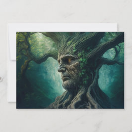 Wijze gezicht in oude boom mystiek bos feestdagenkaart
